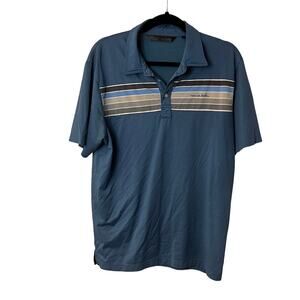 Travis Mathew Blue Colorblock Striped Short Sleeves Polo T-Shirt Size Large